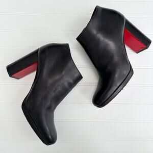 Christian Louboutin Pasteur 100 Leather Ankle Boots Heel Bootie Red Bottom